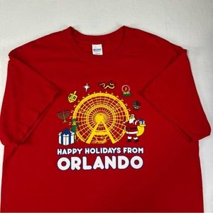 HAPPY HOLIDAYS From Orlando Men’s L T-Shirt DISNEY Christmas Kwanza Hanukka